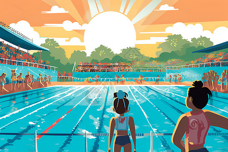 校园游泳比赛背景图片