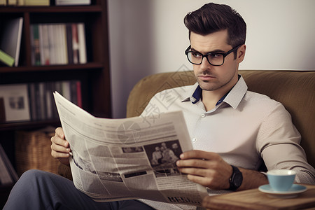 男子看报纸正在看报纸的男人背景