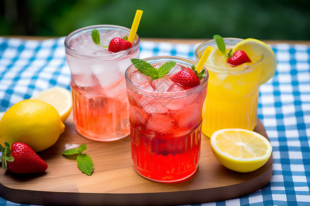 冰凉的夏日果汁背景图片