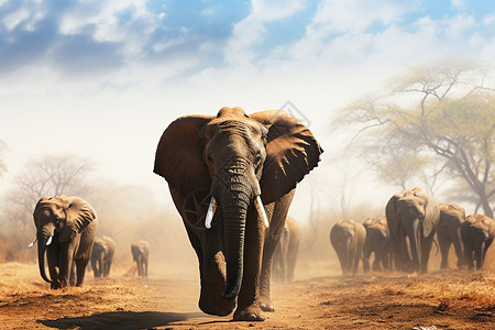 丛林里的大象背景图片