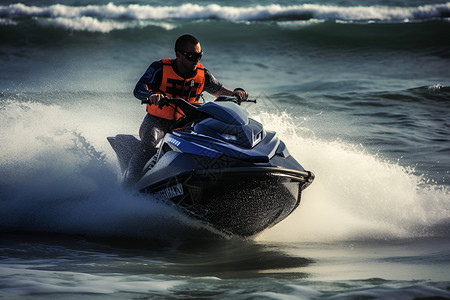 海男人海面上骑着摩托艇的男人背景