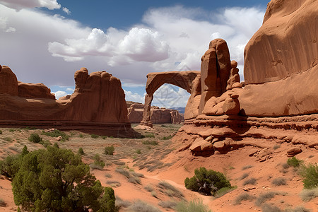 沙漠中的岩石和地形背景图片