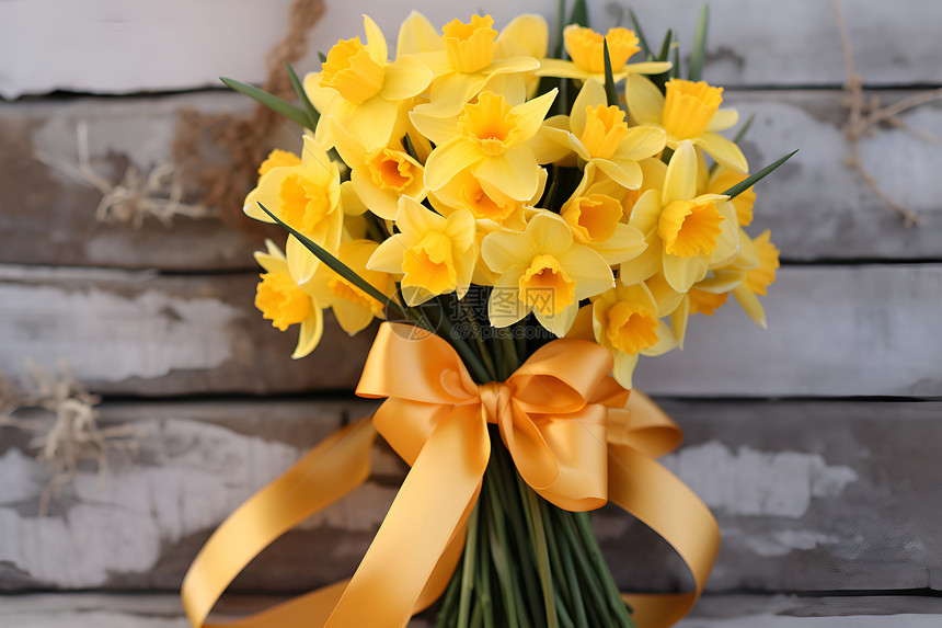 一束美丽的黄色花束图片