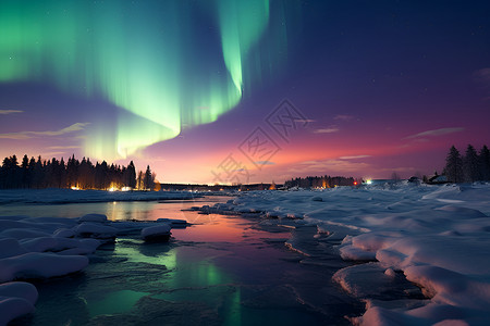 冰岛景色星夜下冰湖的美丽背景