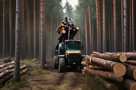 拉木头的卡车背景图片