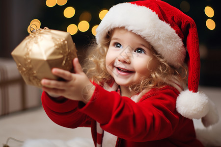 圣诞女孩与礼物背景图片