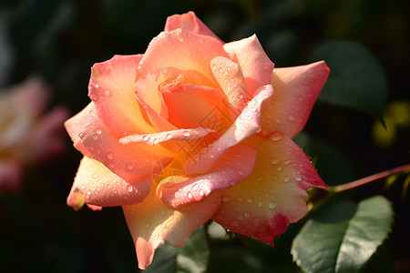 玫瑰花上的水珠背景图片