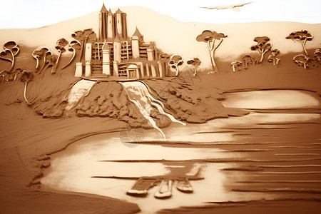 斋沙默尔城堡沙画的城堡艺术背景