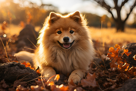 荒野上的可爱小狗背景图片