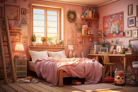 房屋的女孩卧室背景图片