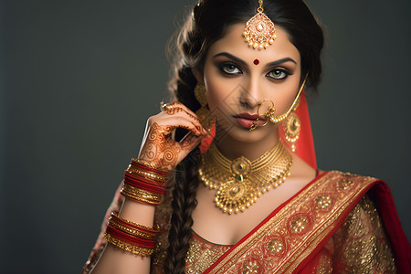 印度女子的饰品高清图片