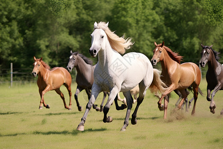 奔腾的马群背景图片