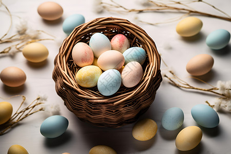 复活节彩蛋篮子背景图片