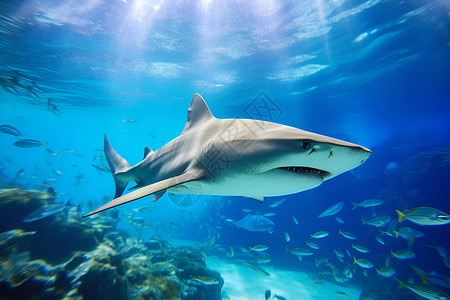海洋中的鲨鱼背景图片