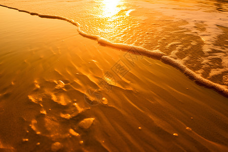 夕阳浸染海滩背景图片