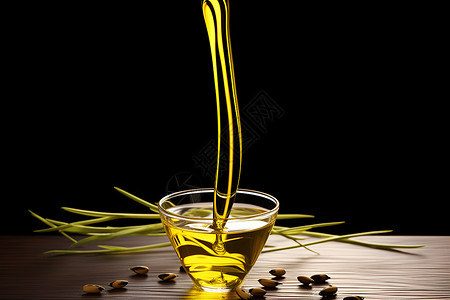 高油脂食物橄榄油倒入杯中背景