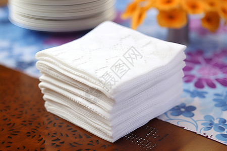 一摞白色餐巾纸高清图片
