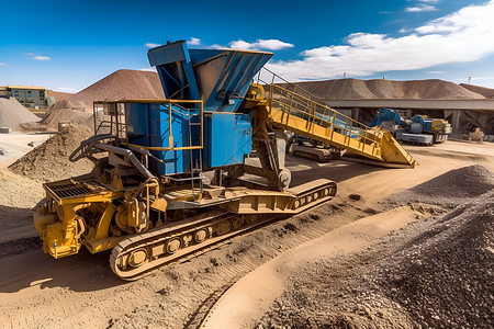工业现场中的巨大蓝黄机器背景图片
