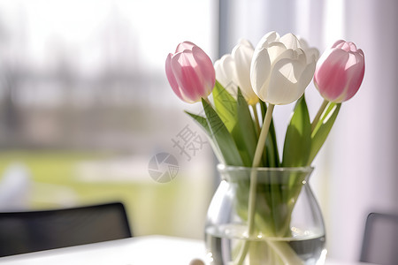 粉白色花瓣桌上一瓶粉白色花朵背景