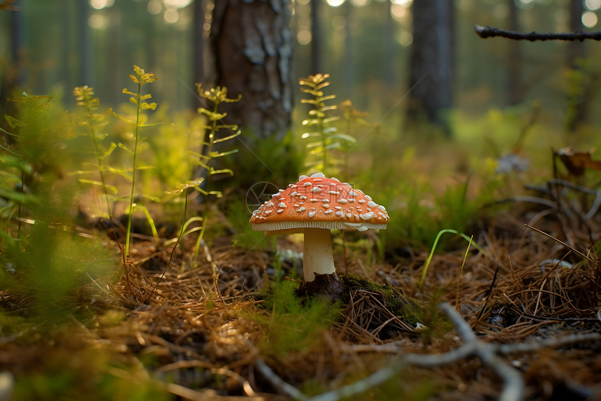 神奇的森林中的蘑菇图片