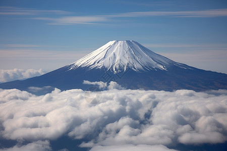 蓝天之巅富士山高清图片