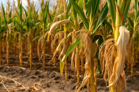 玉米秆玉米的丰收季节背景