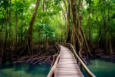 丛林的小桥背景图片