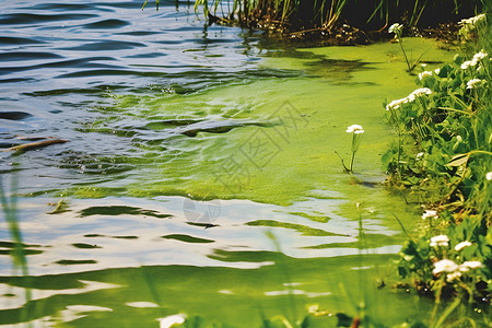 绿色的湖水背景图片
