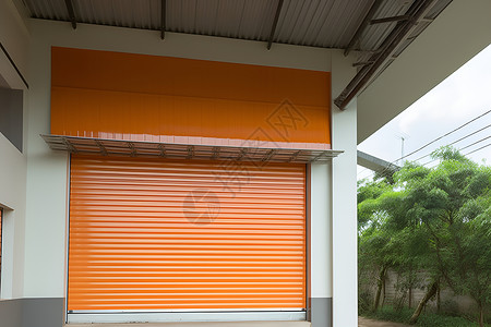 橙色房子橙色卷帘门背景