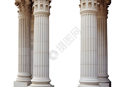 欧式柱子白色背景前的柱子背景