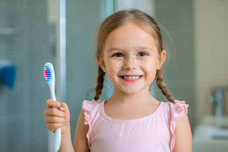 拿牙刷的女孩背景图片