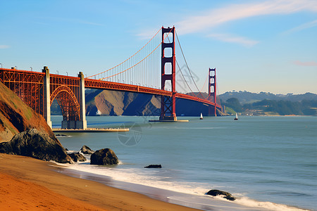 海边的桥梁背景图片
