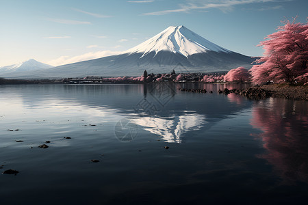 美丽壮观的富士山景观背景图片