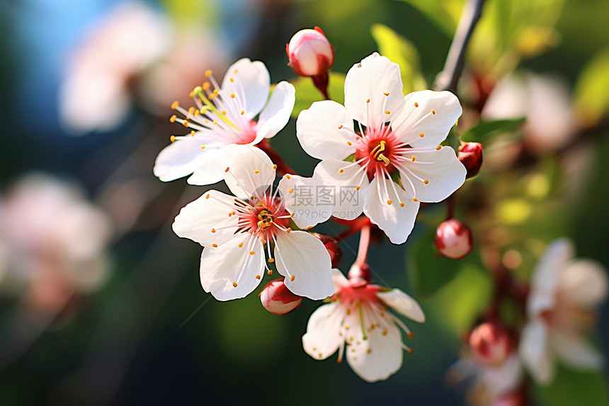 春季花园绽放的美丽樱花花朵图片