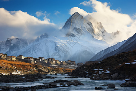 风景优美的喜马拉雅山脉背景图片