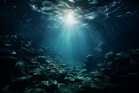 深邃的海底景观背景图片