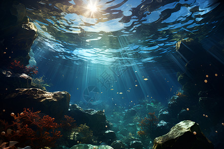 清澈海洋清澈水底的自然之美插画
