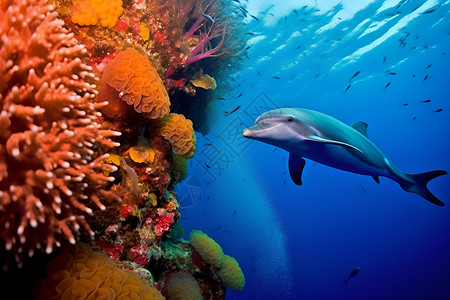 水下自由的海豚背景图片