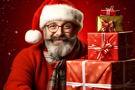 送礼物的圣诞老人背景图片