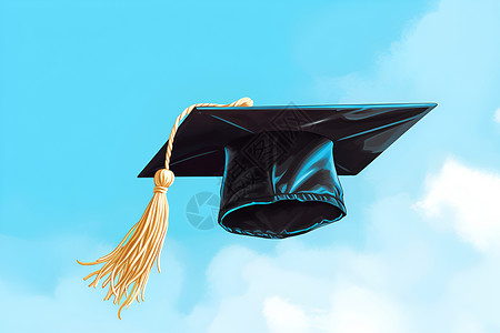 蓝天下的毕业帽背景图片