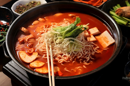 美味的韩式面条背景图片