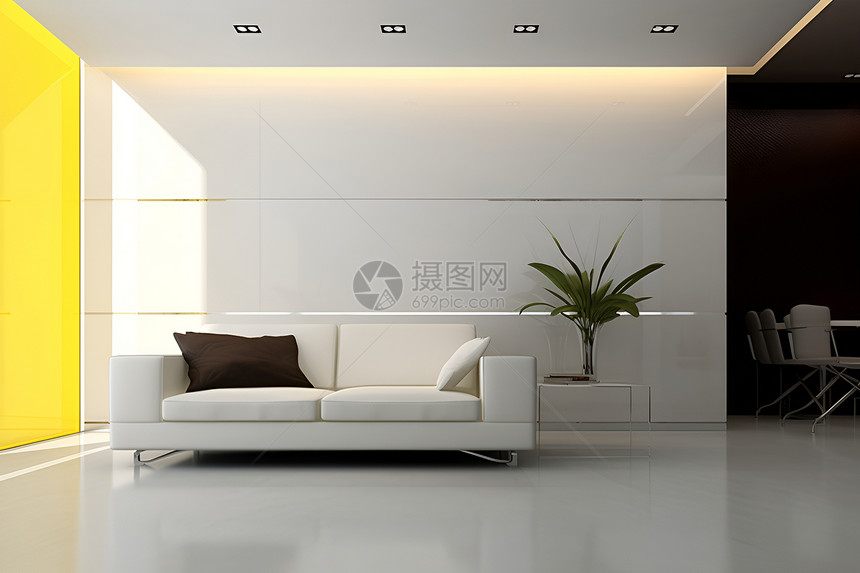 白色现代风的客厅设计图片