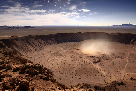 火球陨石撞击撞击沙漠的陨石背景