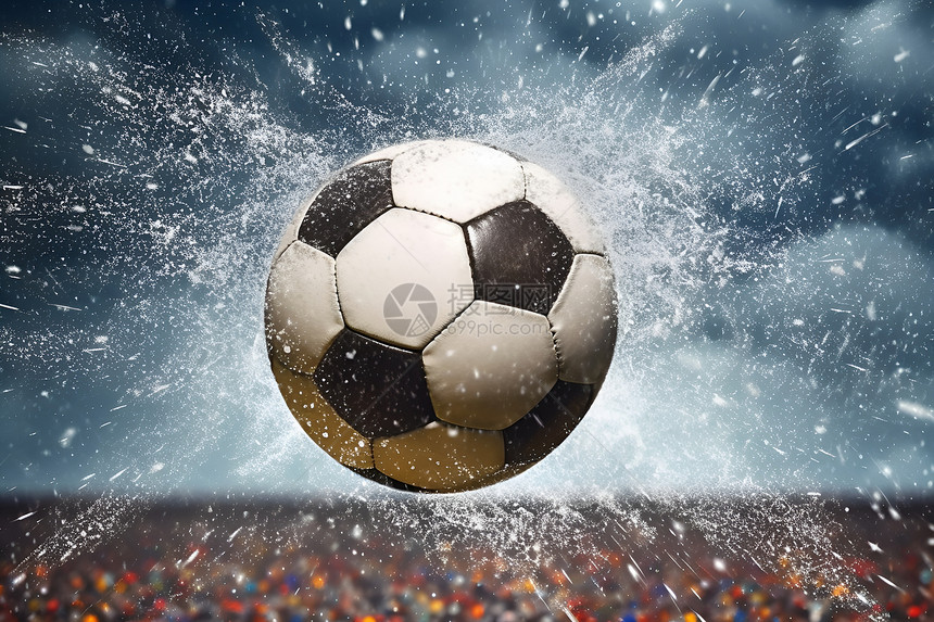 雨中飞起的足球图片