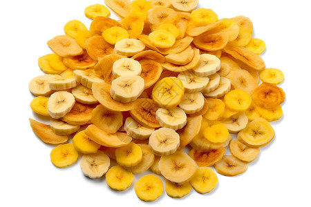 白色背景上的香蕉片背景图片