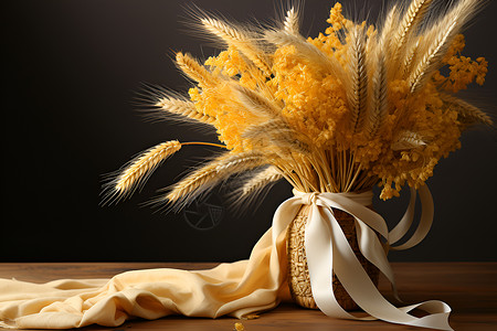 桌子上的麦穗背景图片