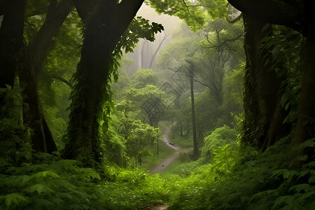 茂密的绿色森林背景图片