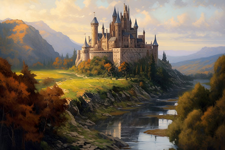 一座宏伟的城堡背景图片