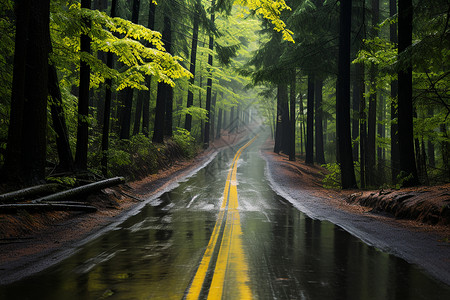 雨中公路背景图片