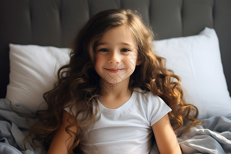 床上的小女孩背景图片